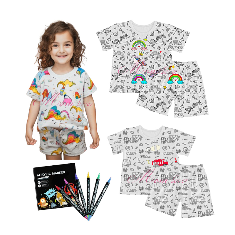 Grafite vizatimore për fëmijë Pajamas DIY për t’u ngjyrosur Pajima Sets